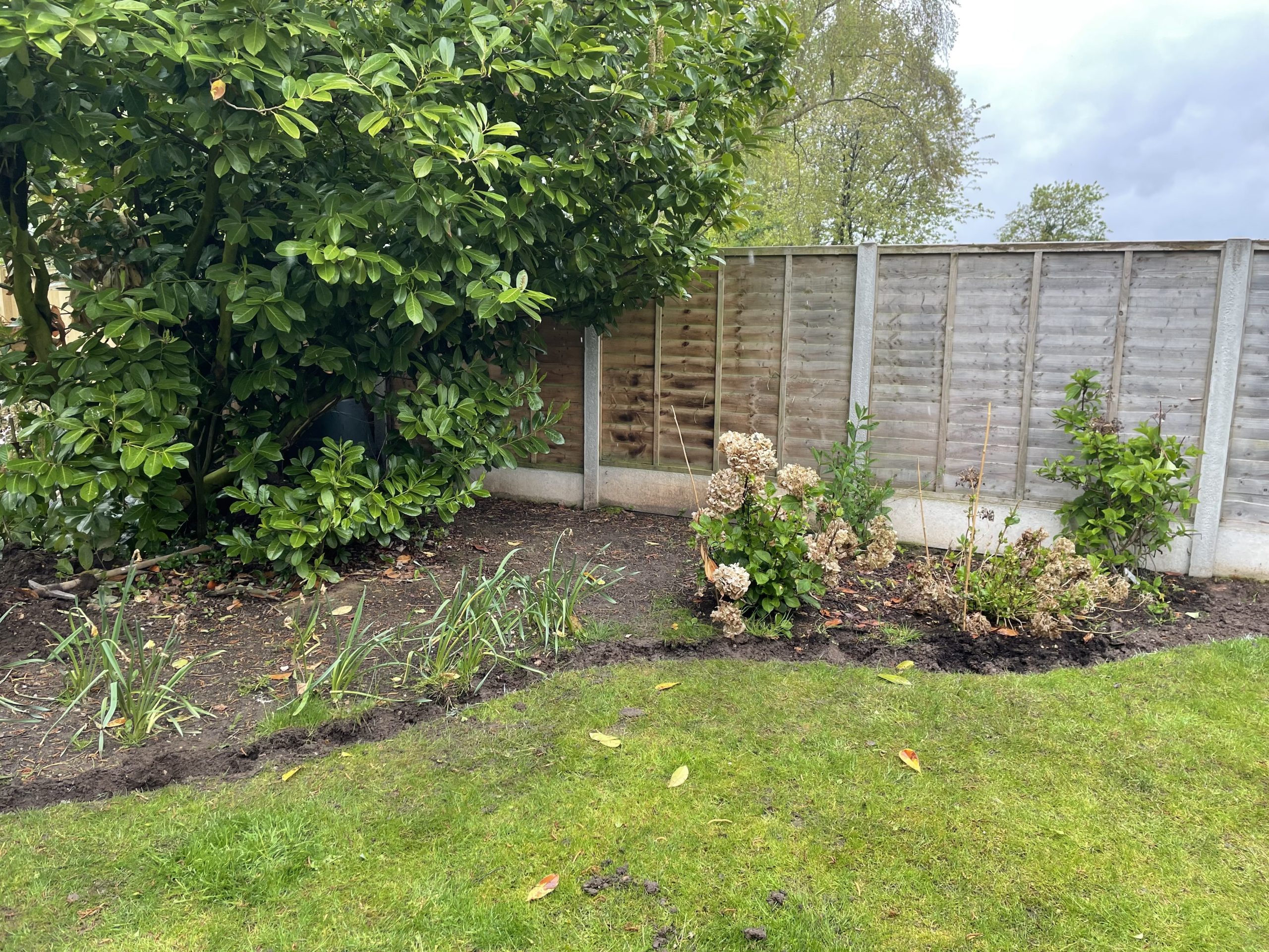 Turf dug out for a new patio and planter border, Stone