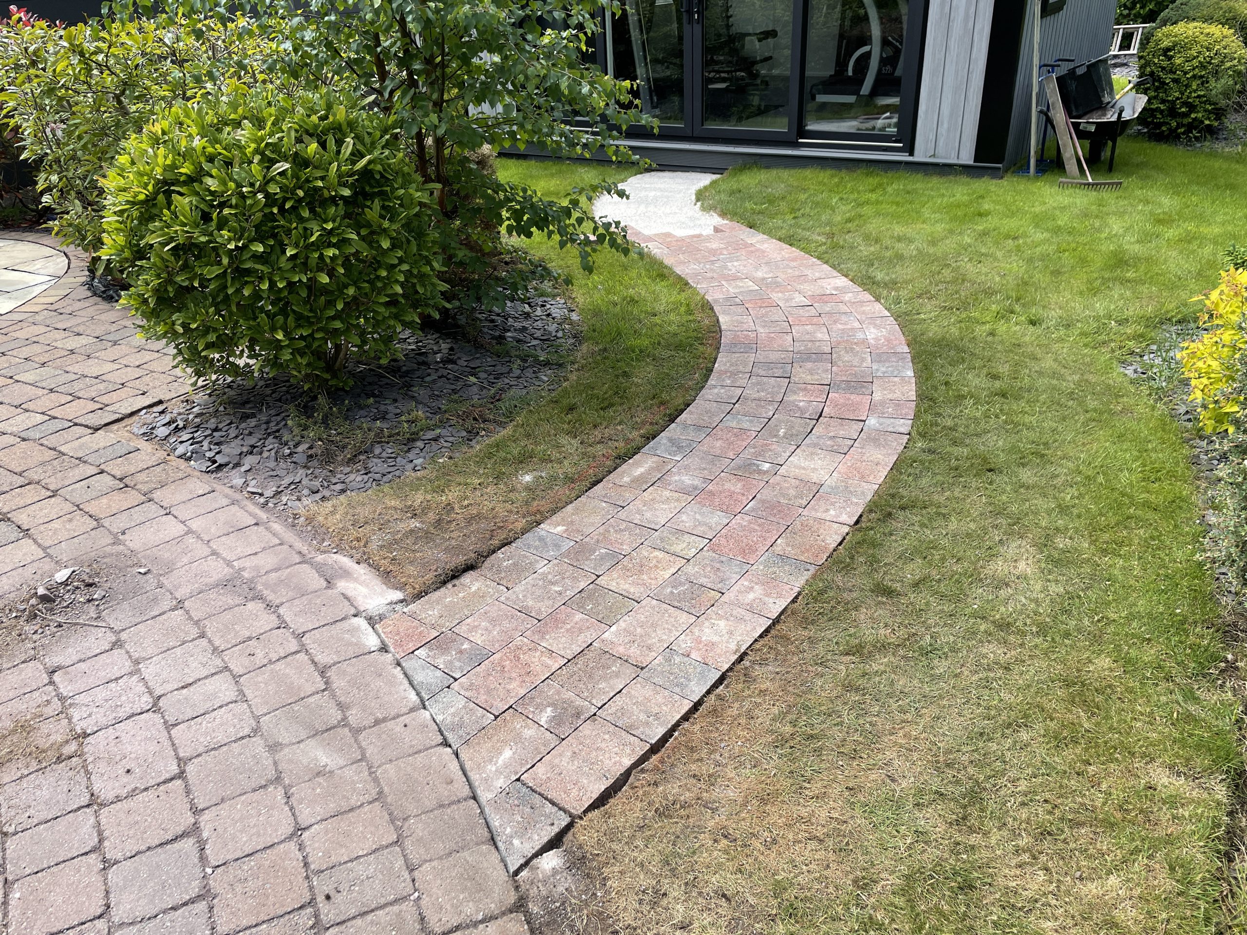 10m block paved garden path joining an existing pathway, Stone