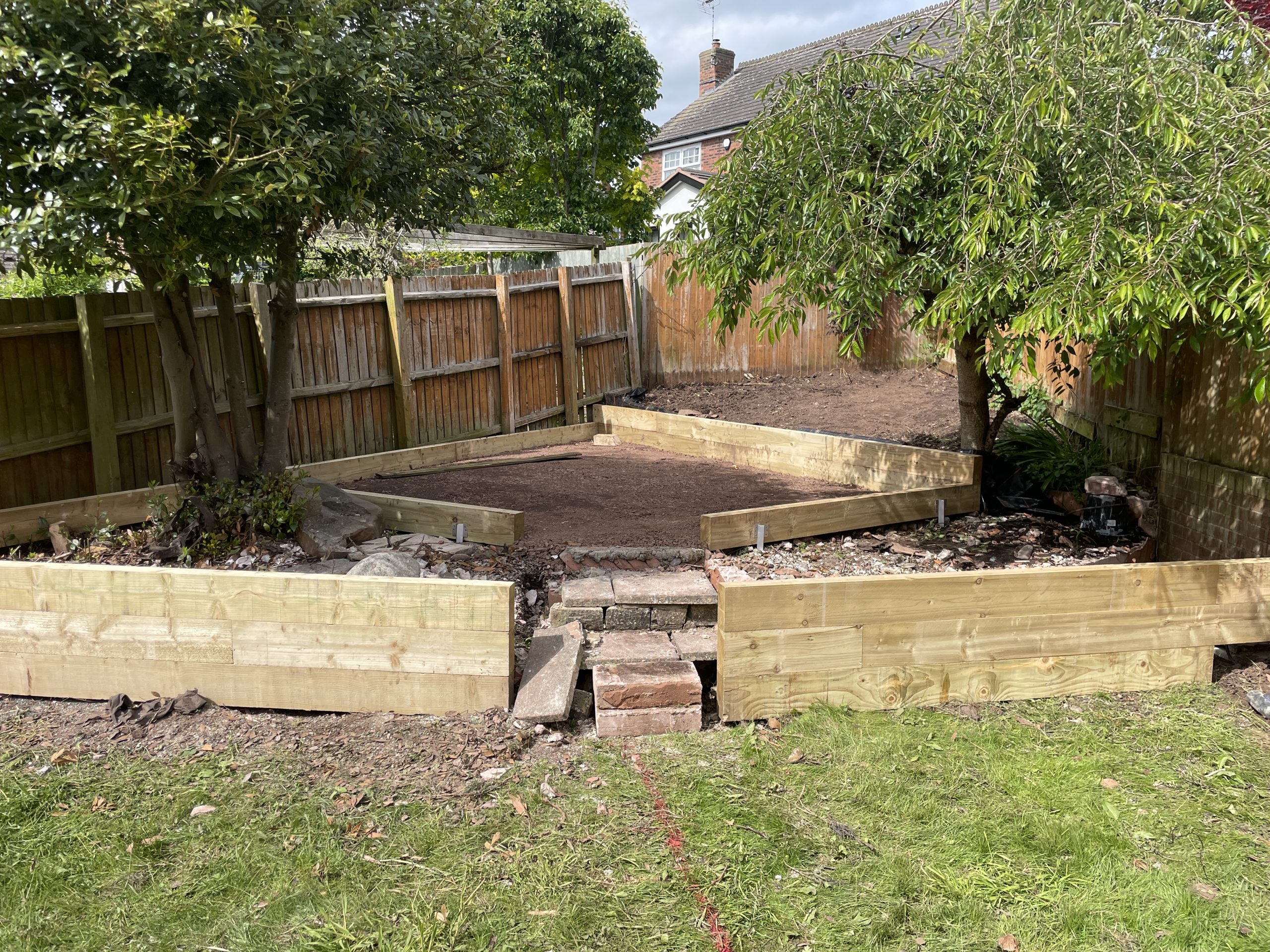 Garden makeover work under way, Stone, Staffordshire